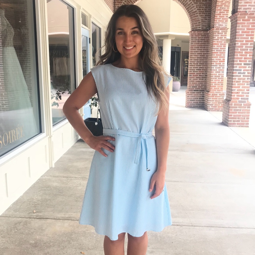 Casual blue stripped dress